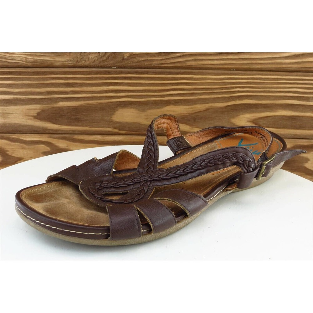 YUU Sz 7 M Brown Strappy Leather Women Sandals Azora‎